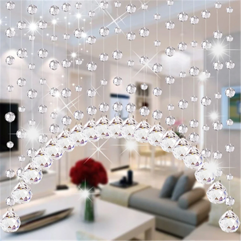 Crystal Glass Bead Curtain Living Room Bedroom Window Door Blinds On Windows All transparent