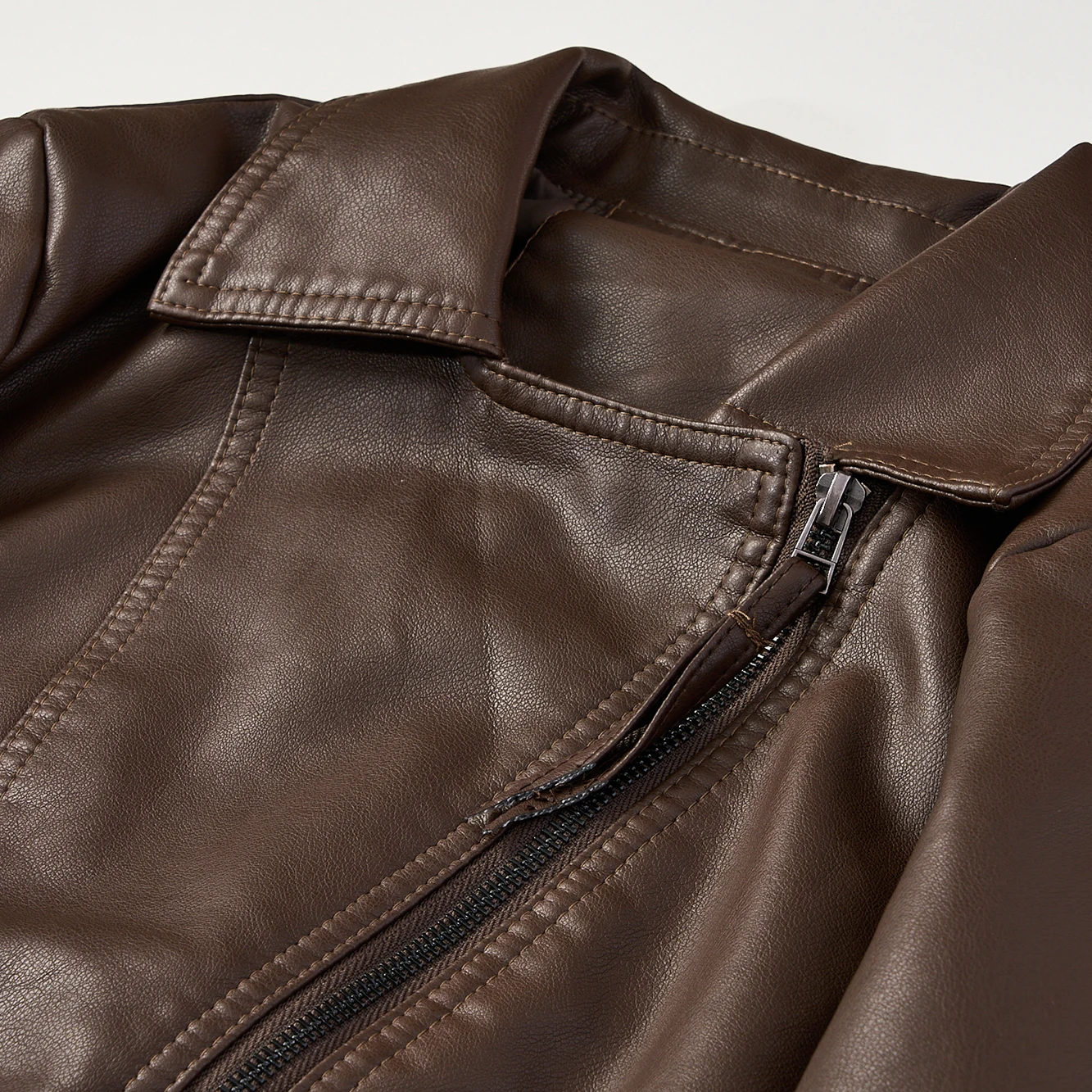 Cooles Leder Jaet Damen Lose PU Leder Mantel Kaffee Farbe Motorrad Sle Frühling Herbst Faion Abnehmen Trendy Top