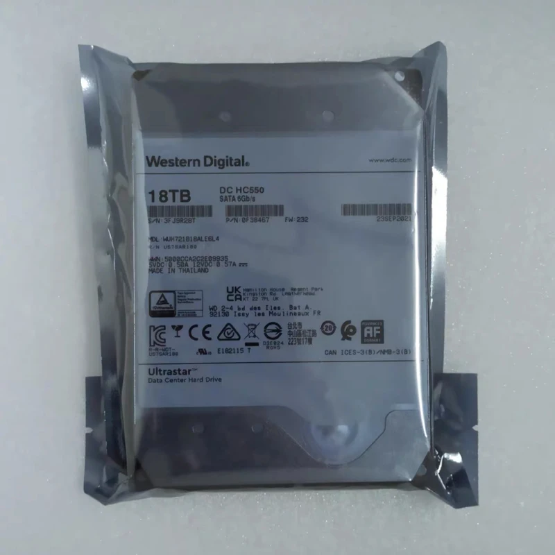 WD 18TB WUH721818ALE6L4 Desktop SATA Monitor NAS Server hard disk 3.5 inch 7.2K SATA Used