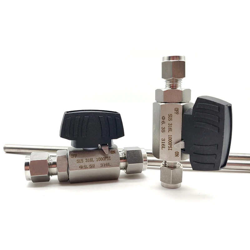 316L Edelstahl Doppelhülsen-Kugelhahn 6 mm 8 mm 10 mm 1/4 Zoll 3/8 Zoll 1/2 Zoll Rohr Hochdruck-Sechskant-Luftquelle Instrumentenventil – Detail 3
