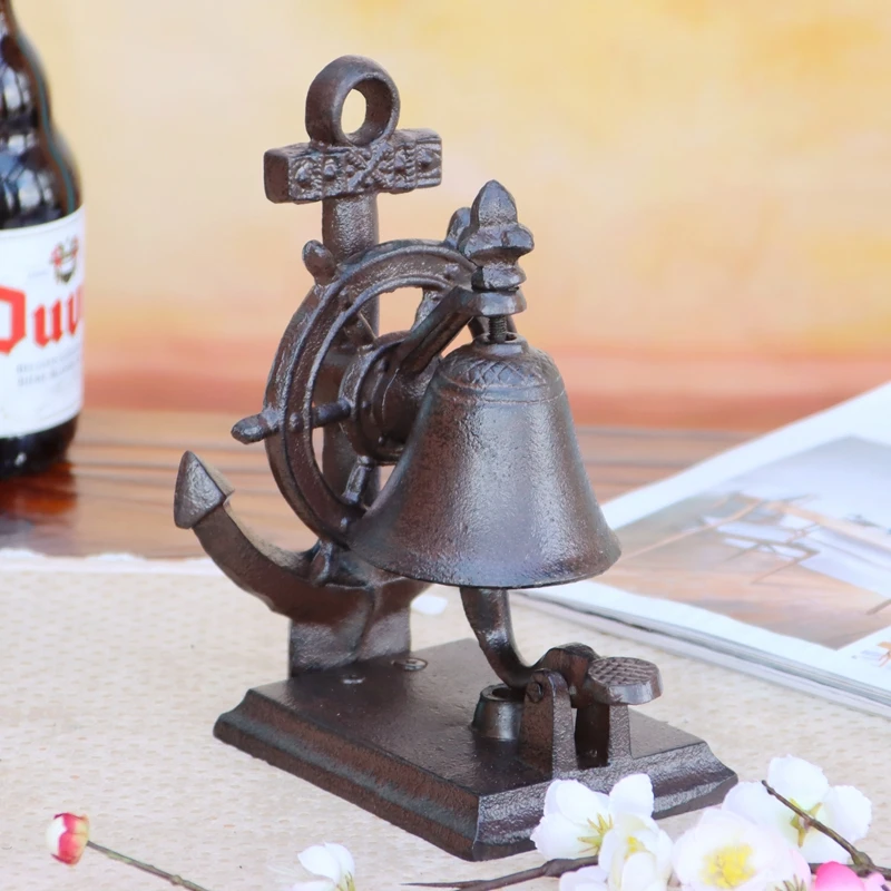 Galleria Mediterranean Style Vintage Ocean Wind Nautical Cast Iron Doorbell Wrought Iron Bell Bar Hand Ring