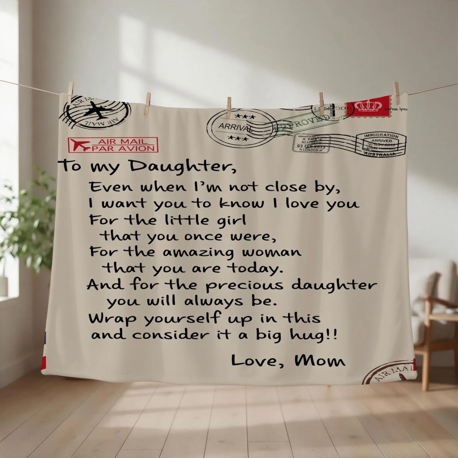 To My Daughter Even Post Mark Quilt Blanket, Love Your Mom For Family Throw Blanket Large Bed Fashionable Fashion Sofas Blankets