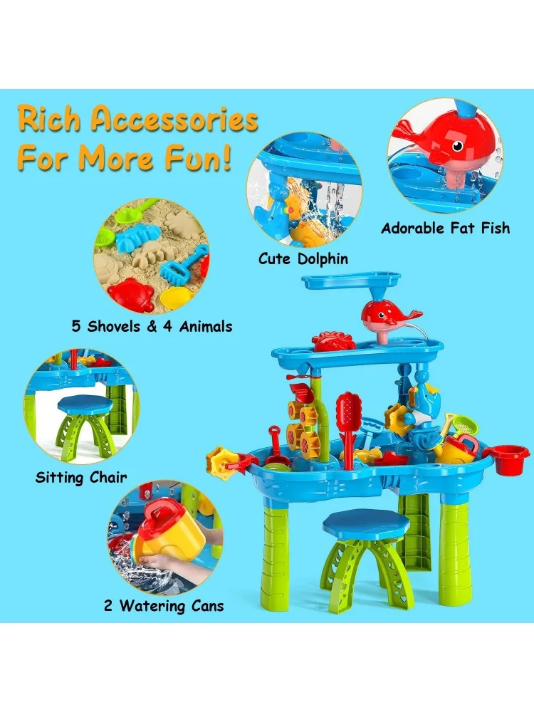 Children's sand and water table toddler water activity table rain shower game table toys