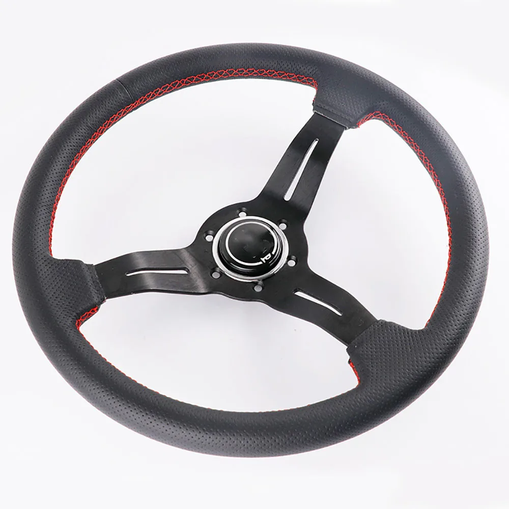 

Newest Universal Racing Steering Wheel 14 Inch 330MM Large Concave Leather Steering Wheel Car Modification Accessories ﻿