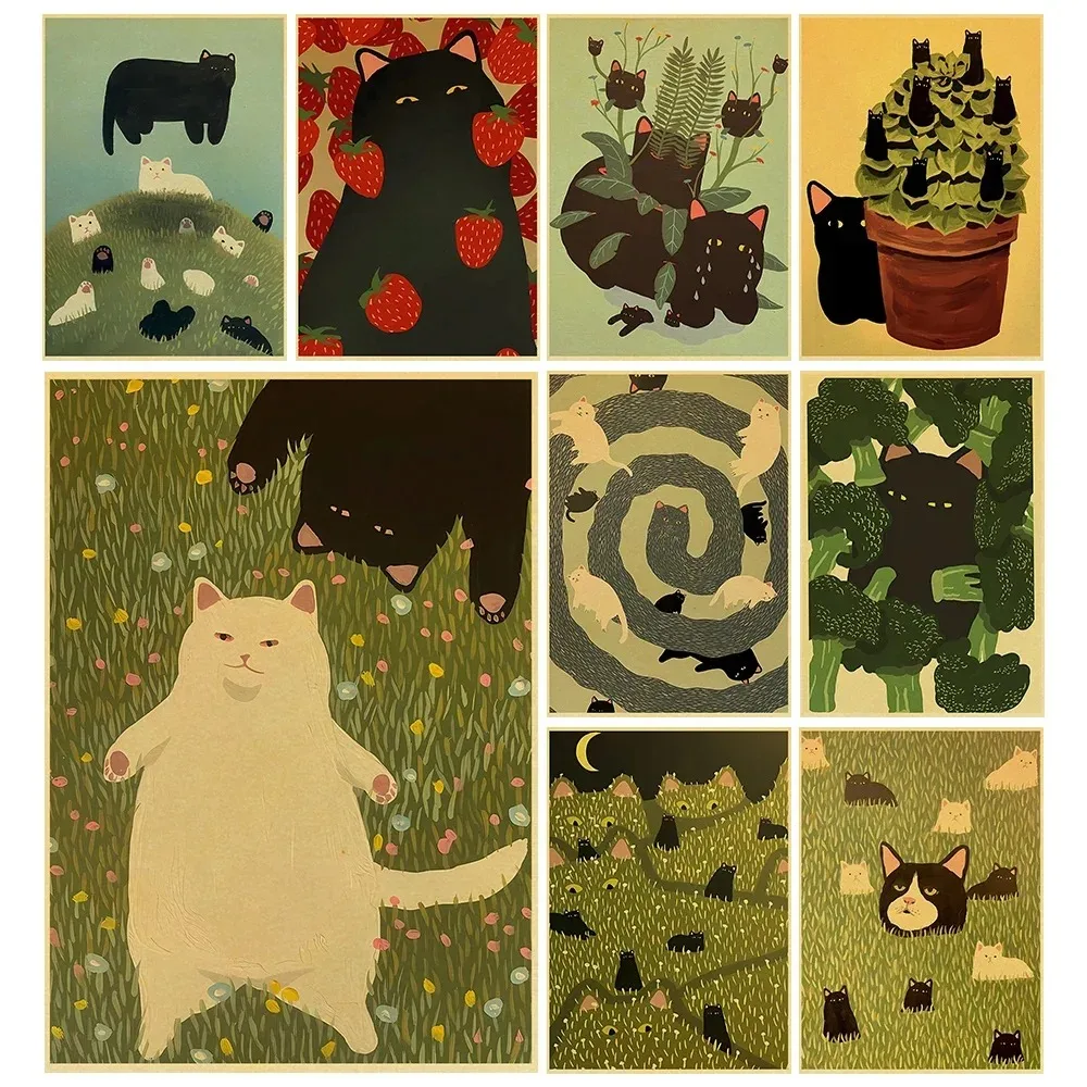 Fun And Cute Lover Cat Paper Posters And Wall Art Canvas Painting Poster Decor Living Room home decoro