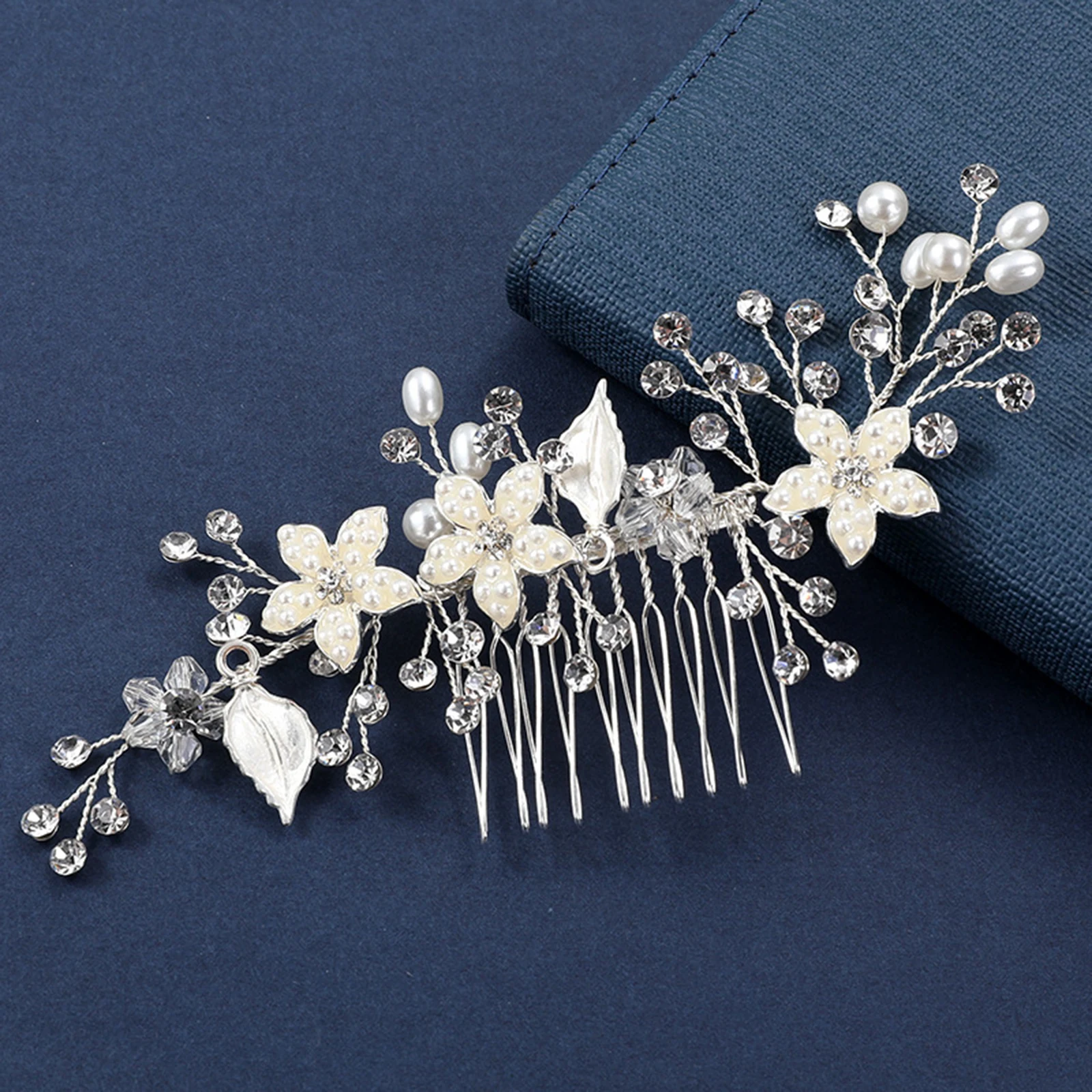 

Pearl Flower Hair Comb Bridal Wedding Hair Accessories Vintage Bridesmaid Hairpin Rhinestone Side Comb for Women Party Headbands