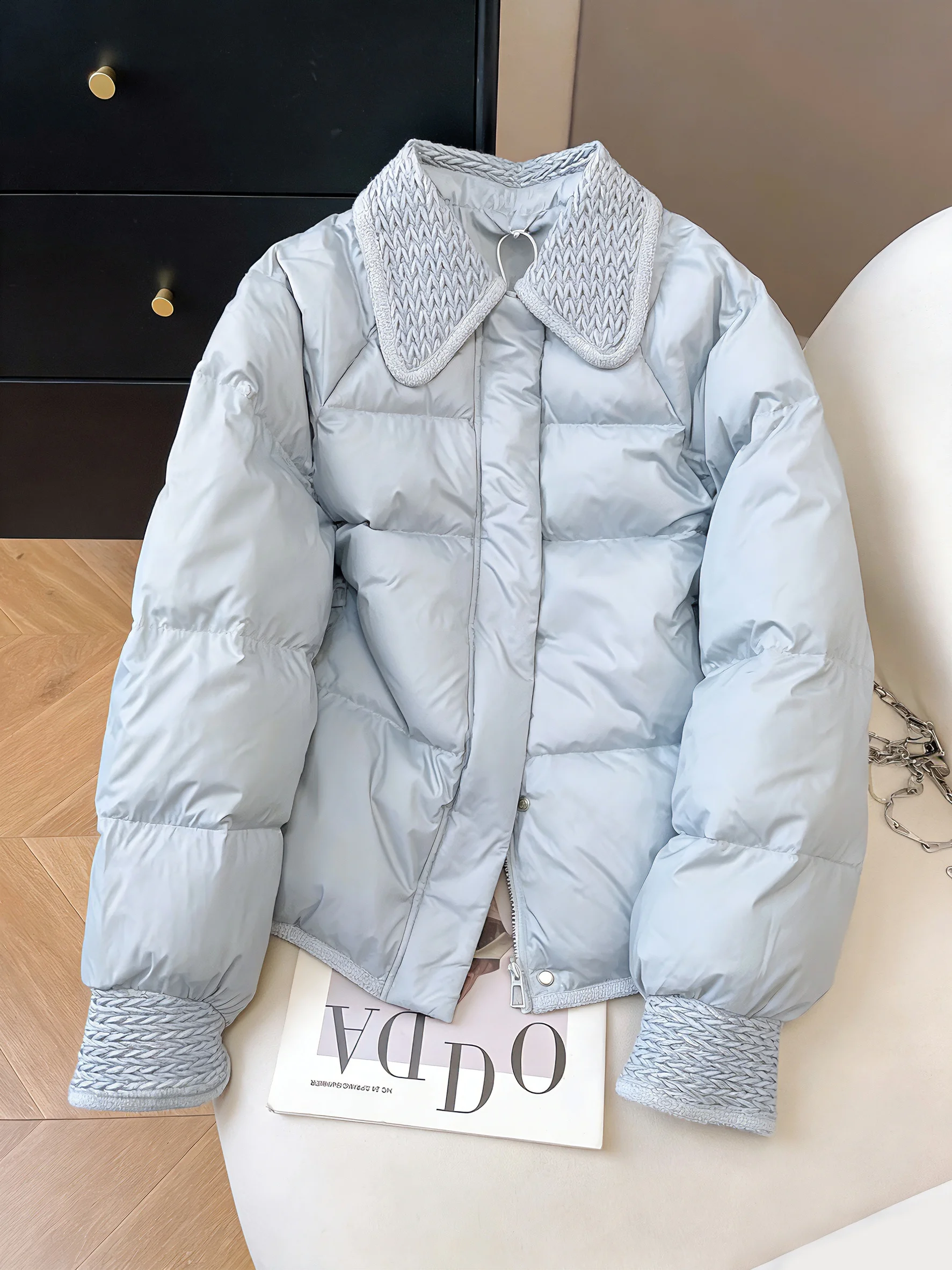 

Мужская осенне-зимняя модная куртка свободного кроя в корейском стиле, синяя, с воротником-пэчворк, из хлопка, с удлиненными рукавами, на молнии