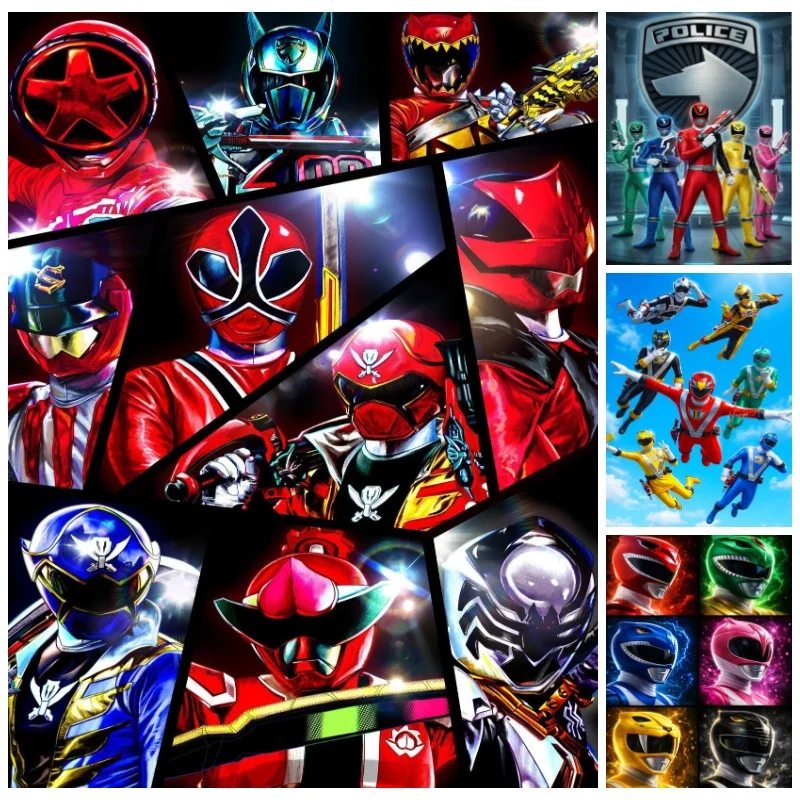 5D DIY Diamond Painting Kit Super Sentai Ranger Anime Character Full Drill Diamond Art Mosaic Frameless Home Wall Decor Gift