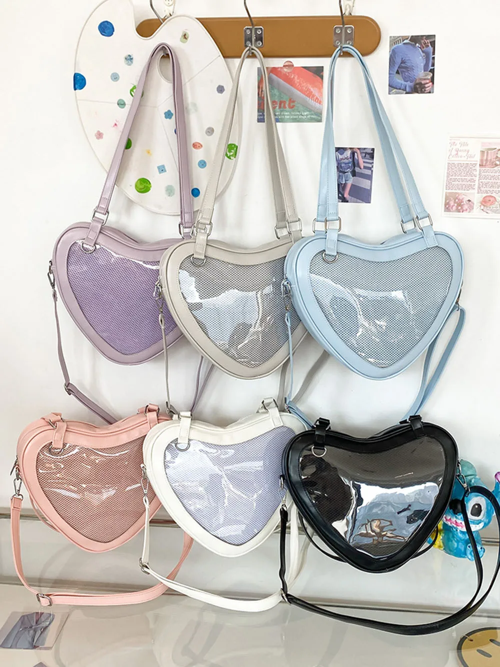 

Heart Shaped Anime Itabag Japanese Style JK Uniform Bag Solid Cute Daily Crossbody Shoulder Bags Transparent Display Bag