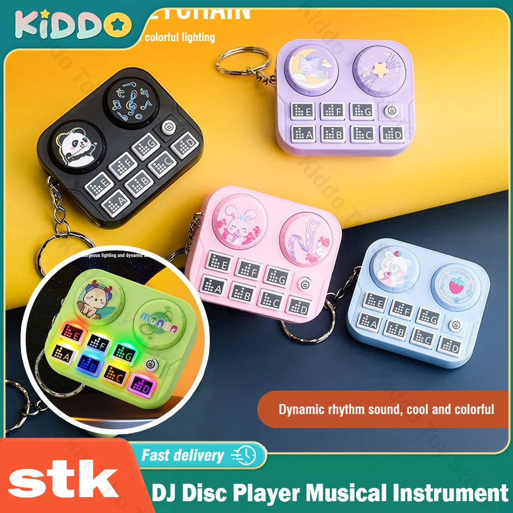 

Mini DJ Disc Player Musical Instrument Keyrings Kids Birthday Gifts Educational Retro Toy Operated Games Machine Key Chains