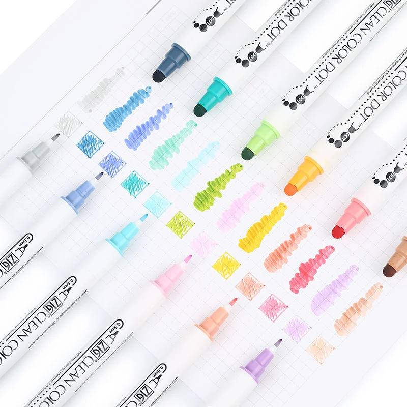 1pc Japan Zig Kuretake Clean Color DOT TC-6100 Double-Tip Watercolor Marker Pen Art Painting&Round Stamping for Students