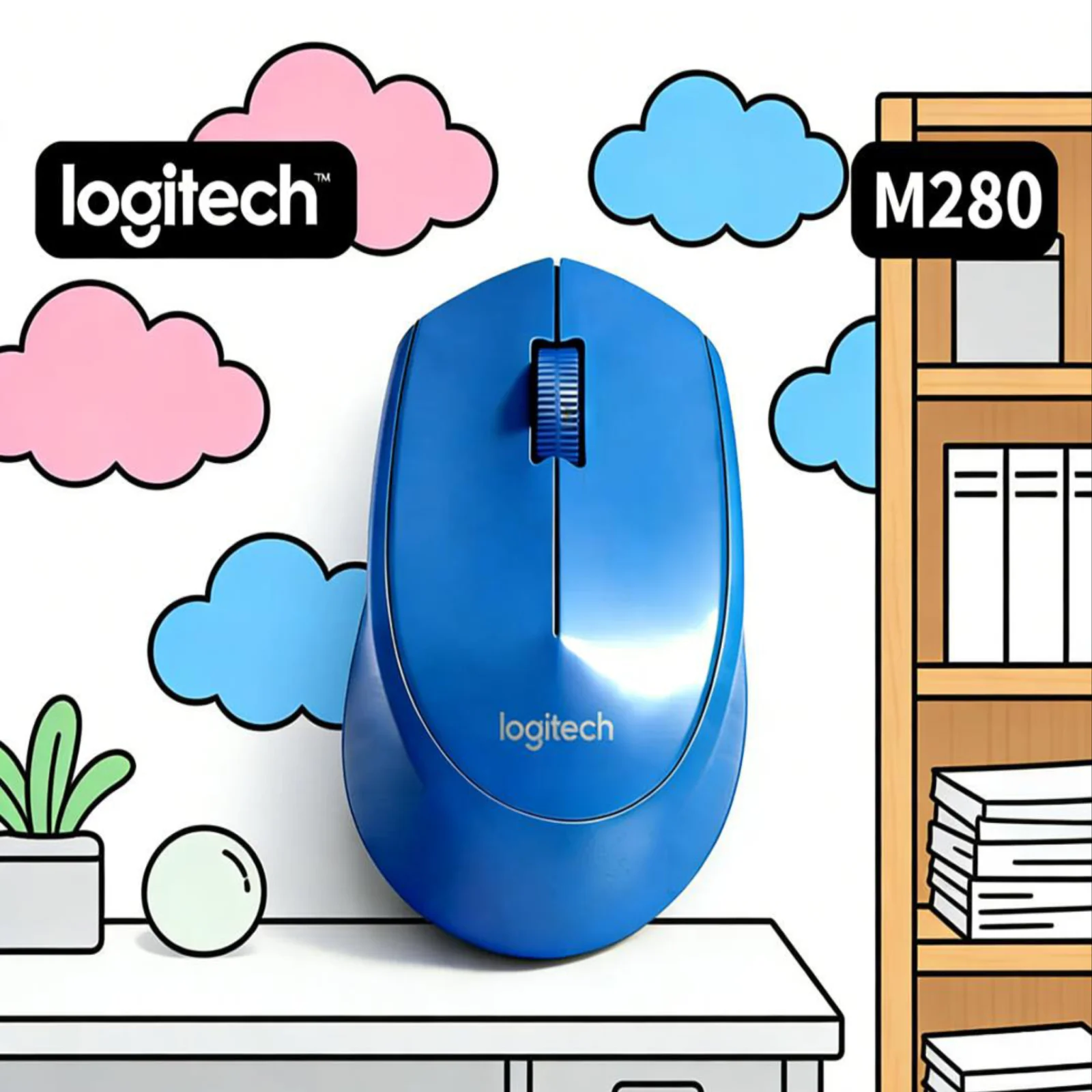 

Logitech M280 Wireless Silent Mouse, Long Battery Life, Lightweight, Ergonomic Design, 1000 DPI, Comfortable + M650/M350/M220