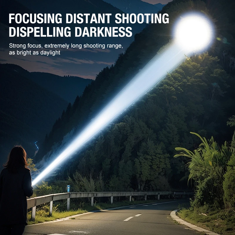 Self Defense Flashlight Charging Long Range Outdoor Portable Camping Light Multi Functional Lighting Lampshade