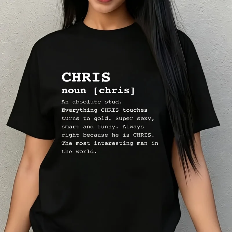 Funny Name Definition Chris Naming Men Christopher Gifts Women's Plus Size T-Shirt 100% Cotton 220g