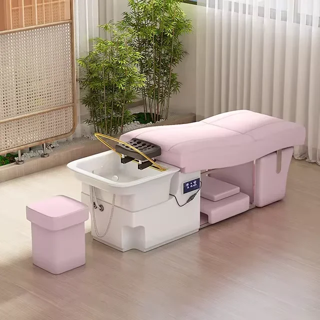 

water circulation head therapy shampoo bed barber shop spa salon stainless steel fiberglass base Factory wholesale