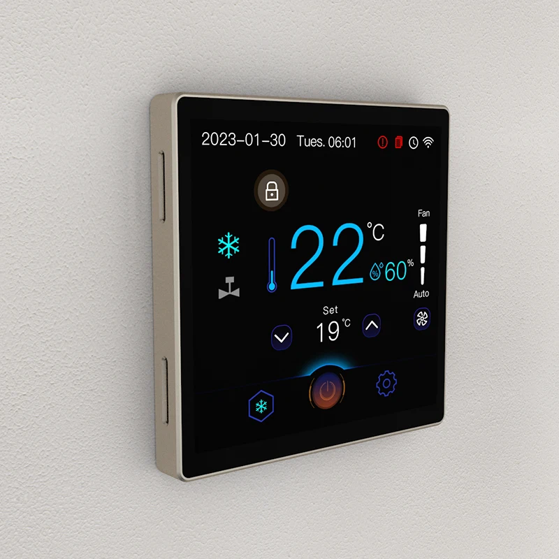 Vendite dirette in fabbrica Schermo a colori da 4 pollici con display dell'umidità della temperatura adatto per controllare il termostato intelligente per interni da 2 a 4 tubi
