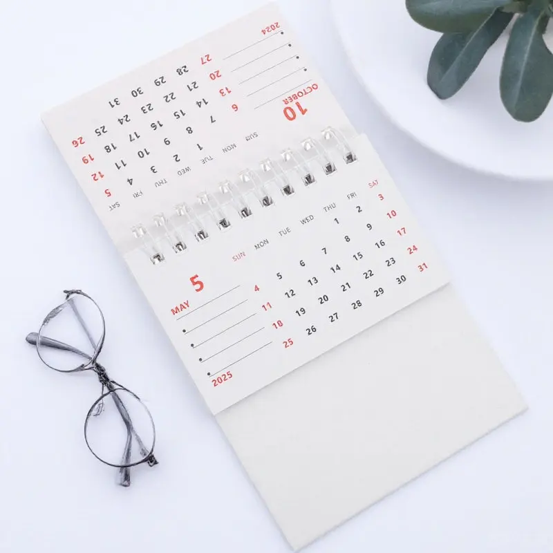 

Mini Desk Calendar Cartoon Design Foldable Base Daily Use Standing Monthly Calendar Desktop Decor Office Supplies 2025