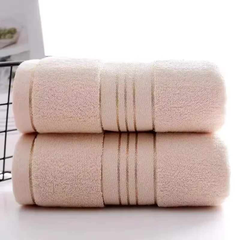 2 pure cotton household adult towels with gold wire for washing face, thick and soft absorbent towels