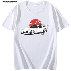 男性用半袖Tシャツ,モデルrx7,プリント柄,原宿,日本,レーシング,ジム文化