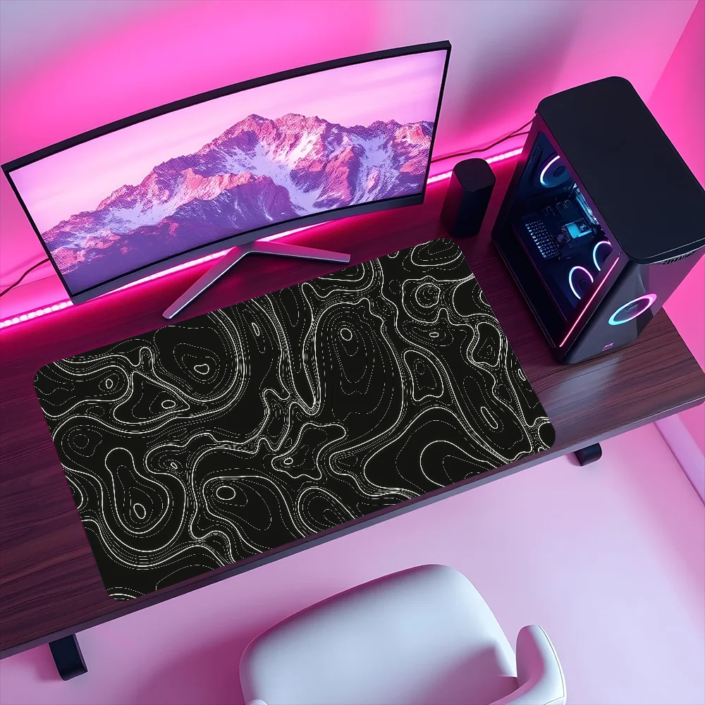 Abstraktes Mauspad mit Rutschfester Kante für Büro, Studenten und Gaming, Verdicktes Großes Schreibunterlage-Pad in Weiß und Schwarz