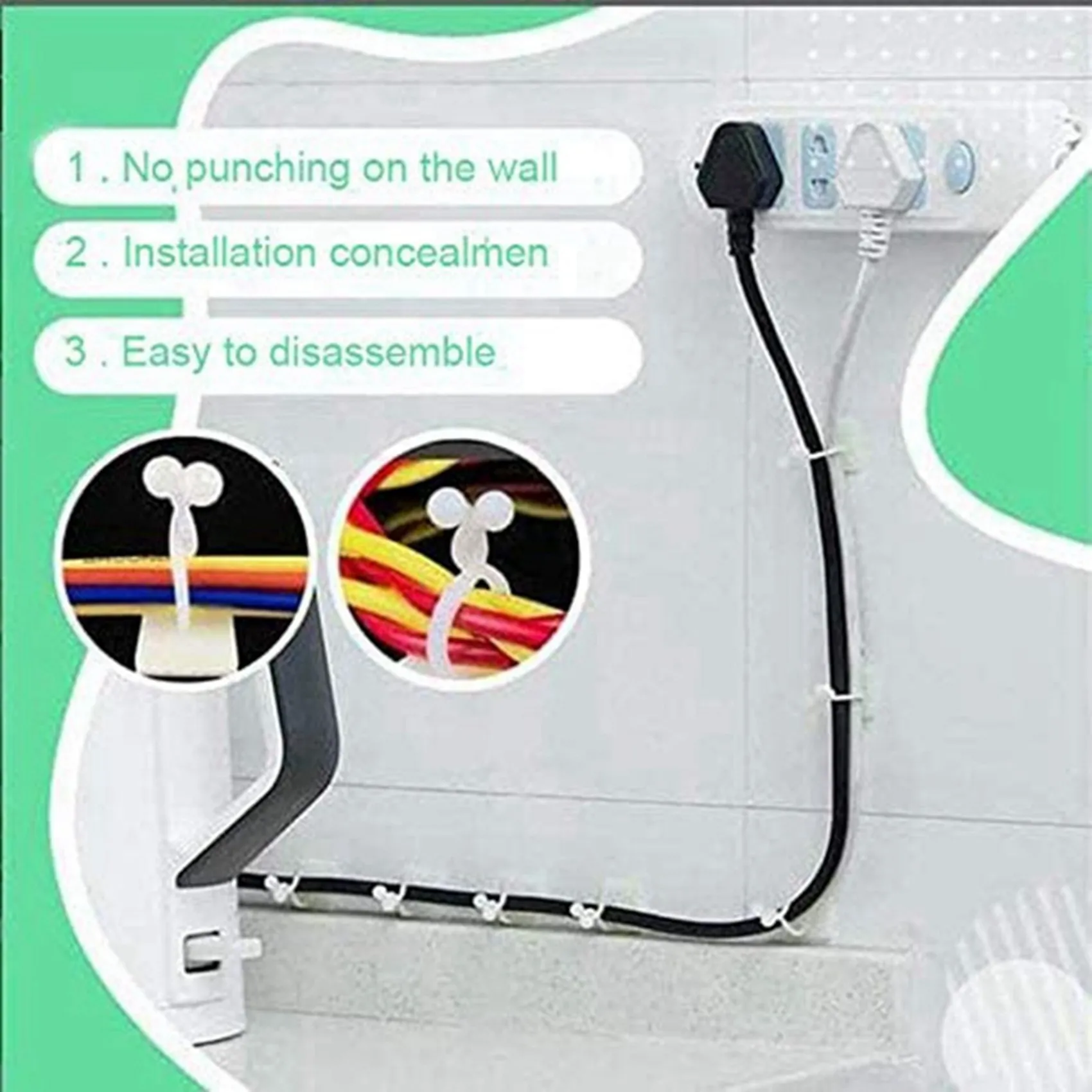 ABJI-100PCS Invisible Wall Vines Fixture , Plant Climbing Wall Fixture Clips, For Home Garden Wall Sticky Hook Middle