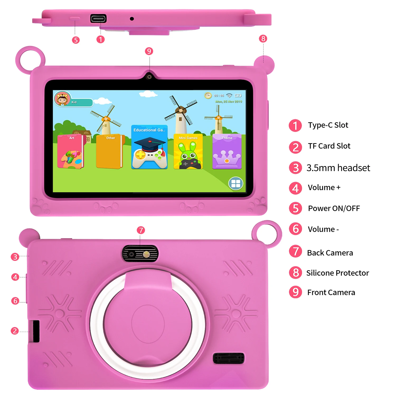 2024 New 7 Inch Tablet 5G WIFI VERSION 4GB RAM 64GB ROM Kids Learning Education Dual Cameras Google Android13 Tablets