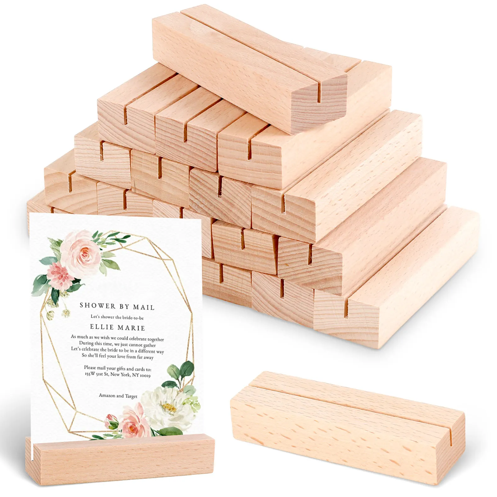 20PCS Holz Tisch Kartenhalter Holz Tisch Nummer Steht Hochzeit Zeichen Nachricht Name Display-ständer Party Dekoration Lieferungen