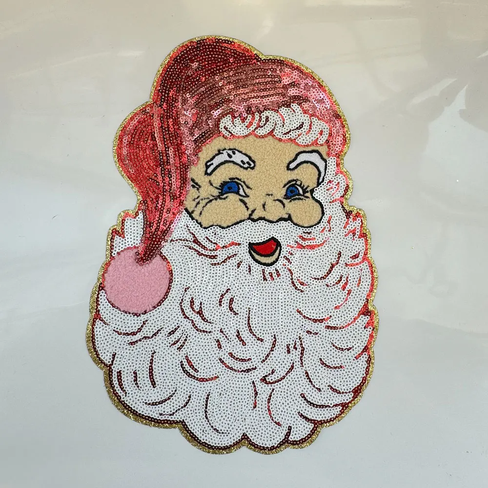 1 قطعة كبيرة سانتا كلوز الشنيل بقع زين الحديد على رسائل للملابس أكياس الأحذية تطبيق لصفحة الظهر DIY بها بنفسك #2