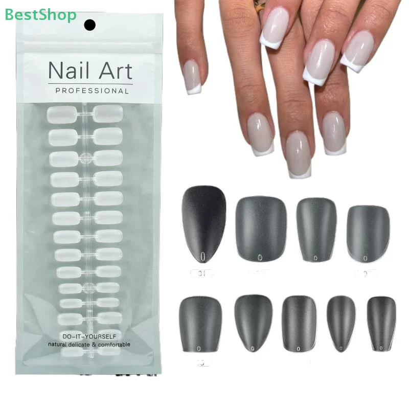 150 pezzi stampa senza soluzione di continuità su punte per unghie finte copertura completa trasparente punta per unghia smerigliata lunga bara mandorla unghie artificiali