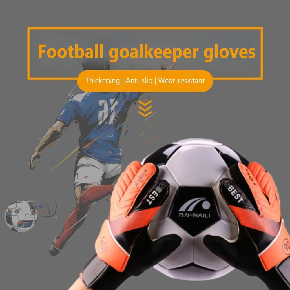 

【 Ready Stock 】Children Soccer Goalie Gloves Non-slip Wear-resistant Breathable Football Goalkeeper Training Gloves