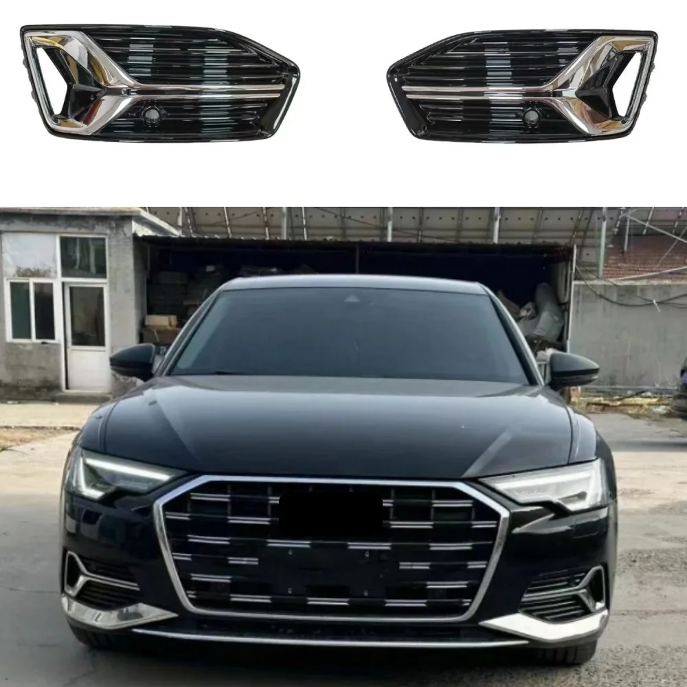 

Bright black front bumper grille fog lamp cover For Audi A6 C8 PA 2023-2025