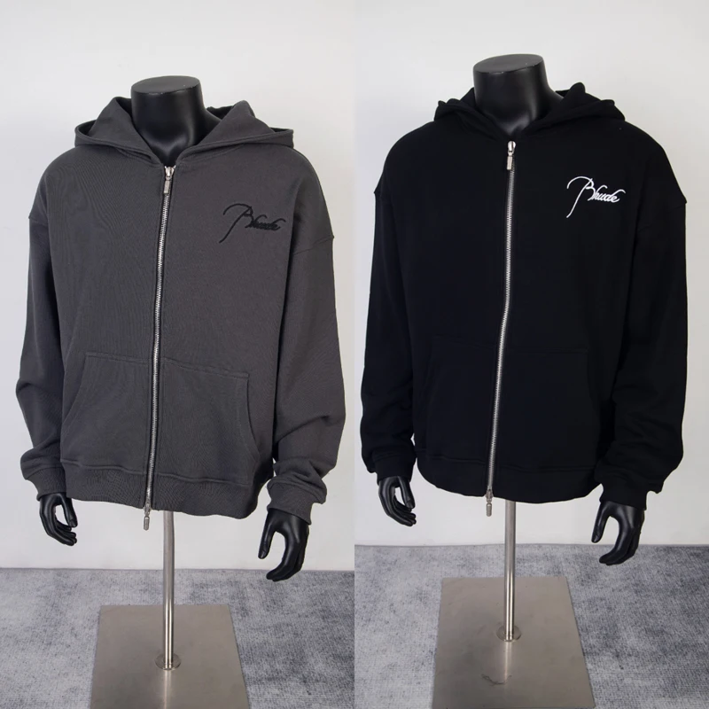 

European American Streets Rhude Jacket Sweatshirt High Quality Casual Men Women Loose Pattern Letter Print Hoodie