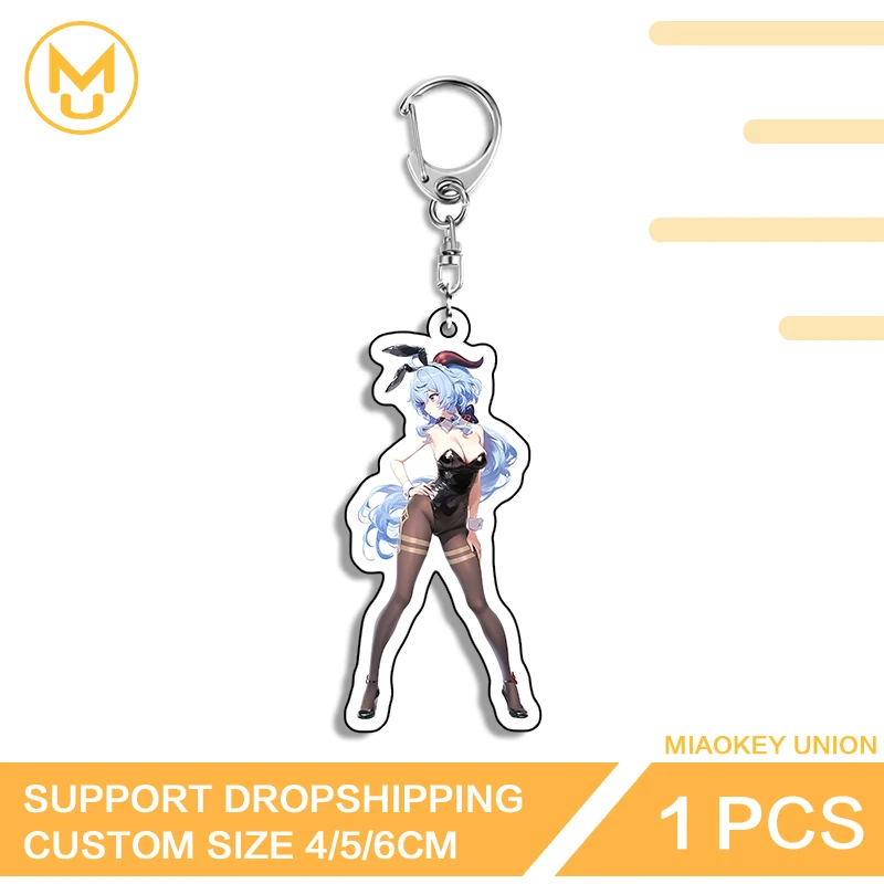 Genshin Impact Ganyu Seductive Bunny Girl Enchanting Artistic Acrylic Keyring Innovative Glaring Backpack Decor Collection