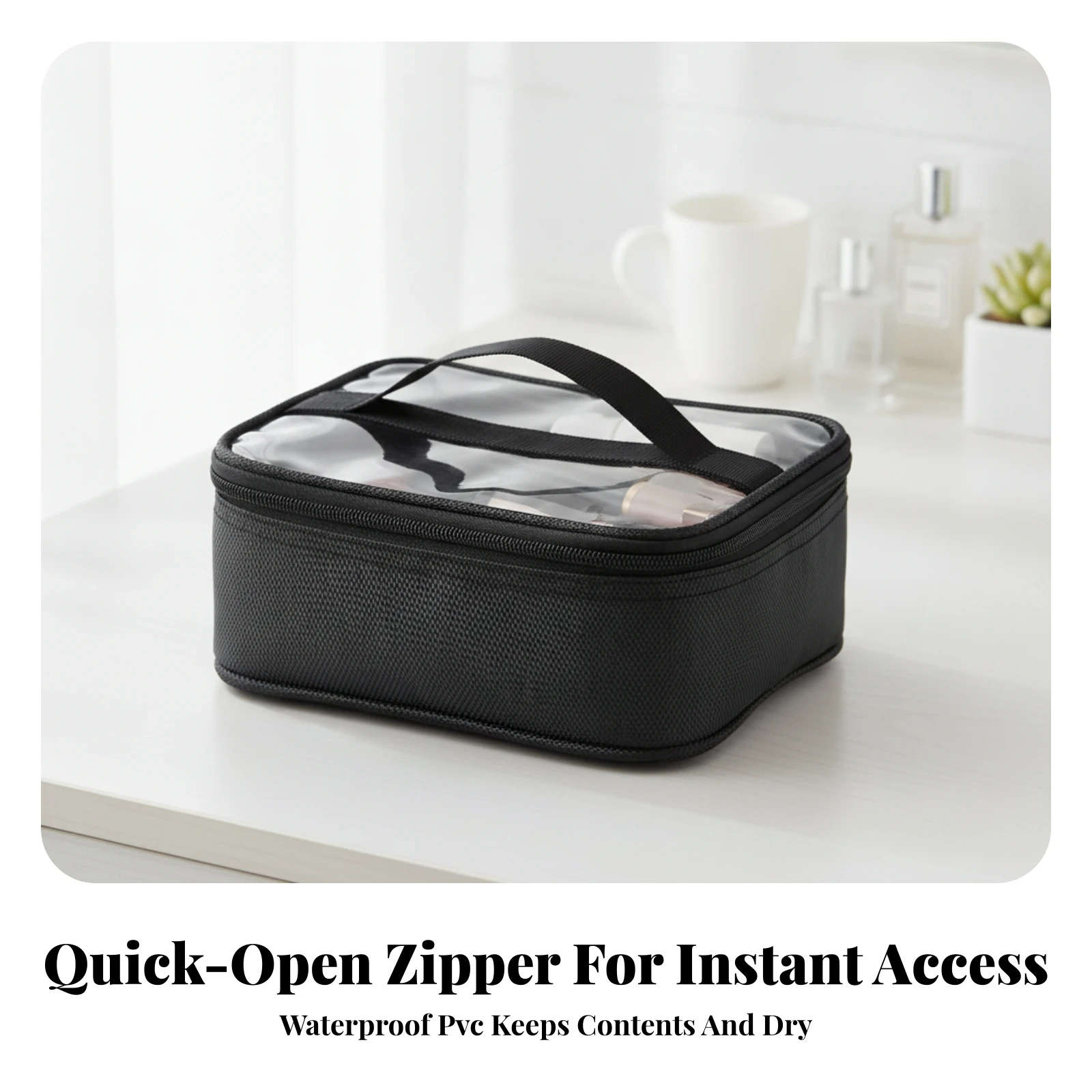 Cosmetic Organizer with Transparent Top Lightweight Transparent Cosmetic Bag Makeup Organizer Bag Waterproof Reusable