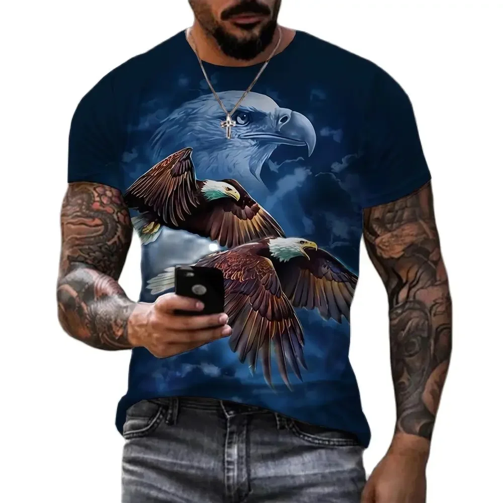 Soaring Eagle 3D Print Men's T Shirt Animal Graphic Streetwear Summer Oversized Tee