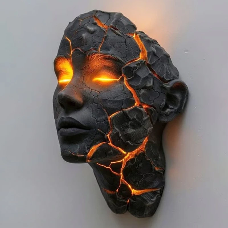 Personality Creative Shattered Wall Light Figurine Luminous Resin Ornament Sculpture Home Decoration Hallway Aisle LED Wall Lamp