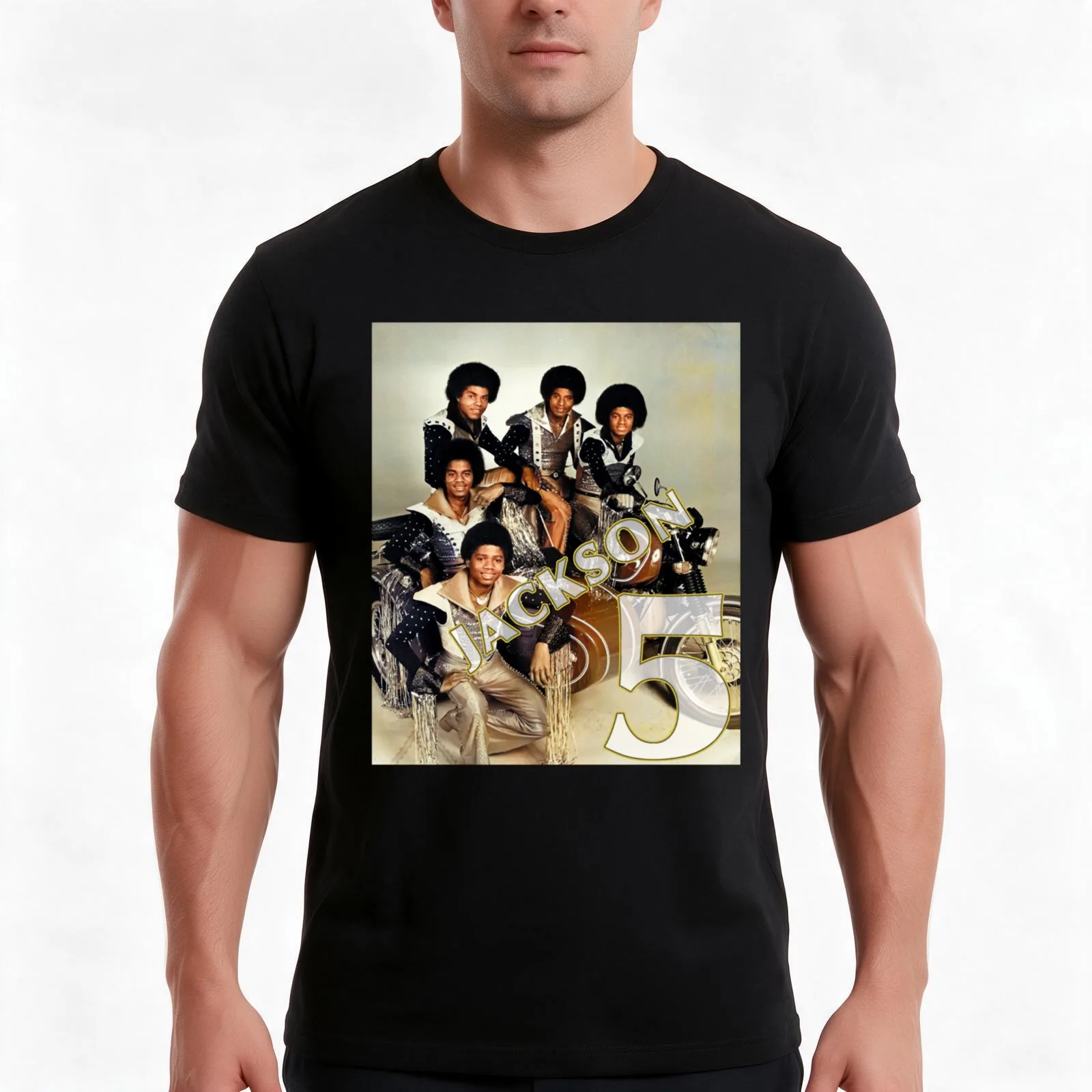 Jackson 5 1970s Pop vocal Group Motown Soul T-Shirt Summer Casual Cotton Tee Oversized Streetwear Tops Vintage Graphic Print