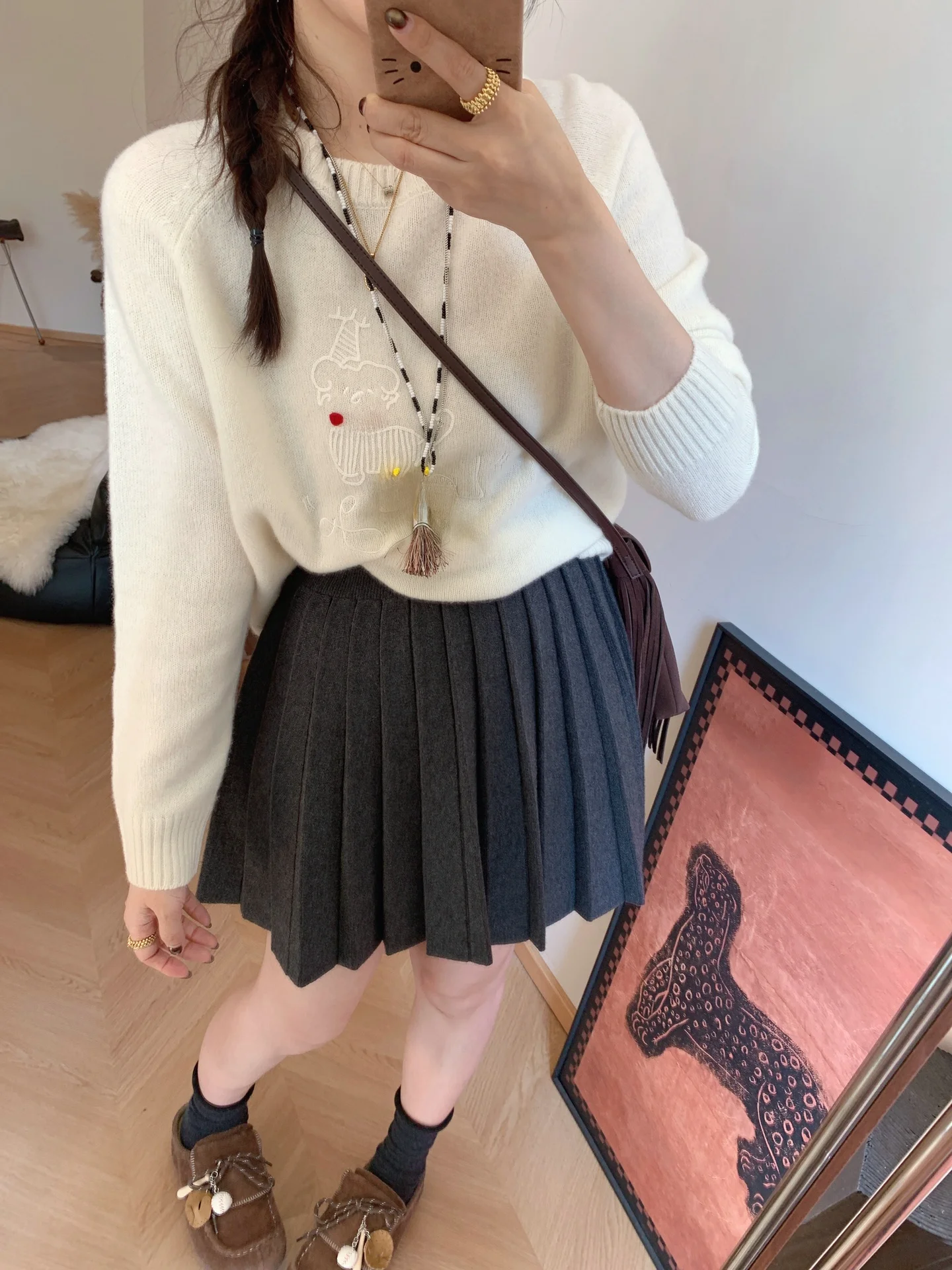 

Новый осенне-зимний корейский свободный свитер премиум-класса с вышивкой, полностью хлопковый, шерстяной, с круглым вырезом, вязаный топ для женщин, модный