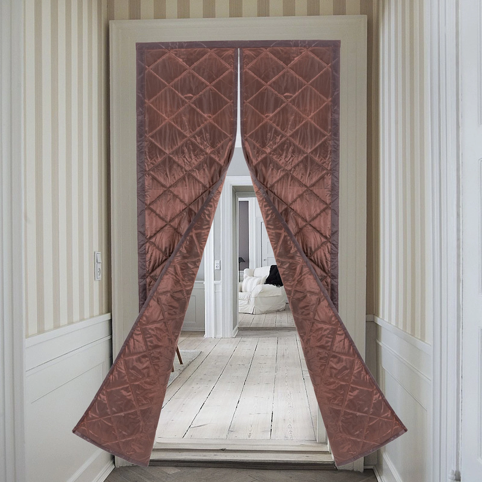 

0.85*2.05m Magnetic Thermal Insulated Door Curtain Door Insulation Curtain Center Opening Doorway Curtain Waterproof Door Covers