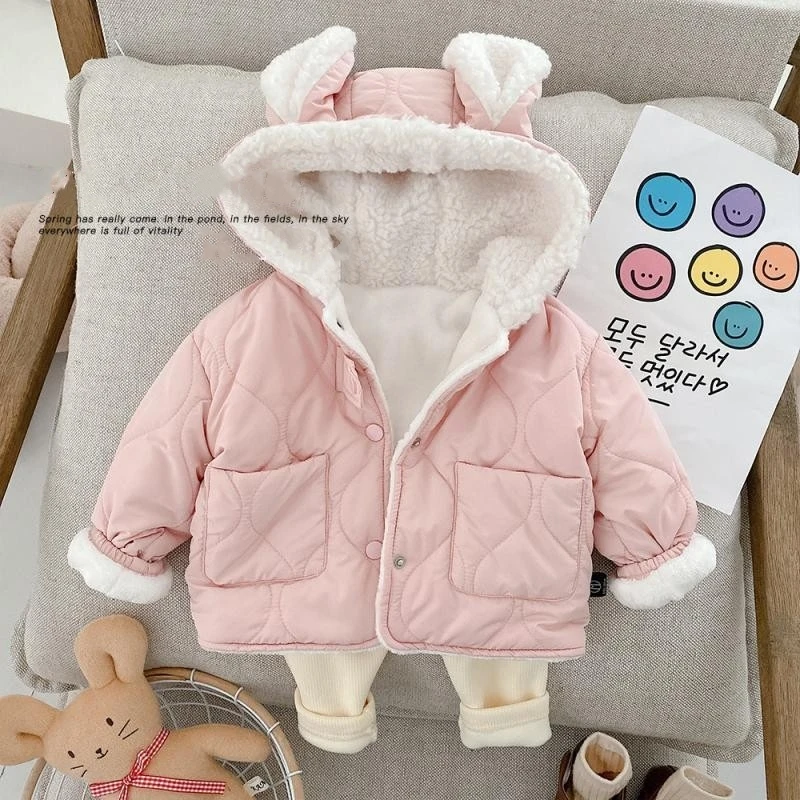 WT22302 Korean-style New Arrival Fleece-Lined Thickened Autumn/Winter Hooded Cute and Fashionable Bestselling Children's Jacket