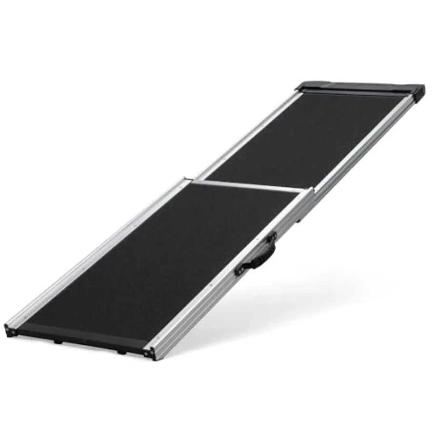 

Aluminum Pet Ramp Ladder Portable Dog Car Step Ramp with 2-Fold Design and Handle Non-Slip Surface Ox Strap Pet Stairs for Vehi