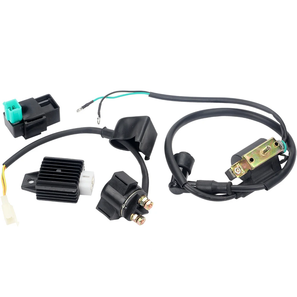 

For 50cc 70 90cc 110cc Chinese Quad ATV 4 Wheeler Voltage Regulator Rectifier Ignition Coil CDI Box Starter Relay