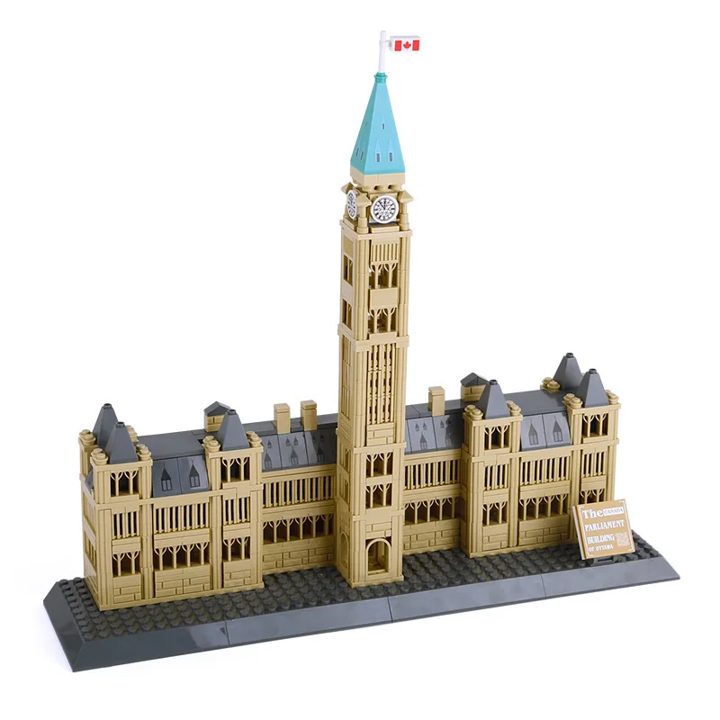 608PCS World Famous Modern Architecture Building Blocks Canada Parliament  Particle Assembly Bricks Toy For Children Boys Gifts