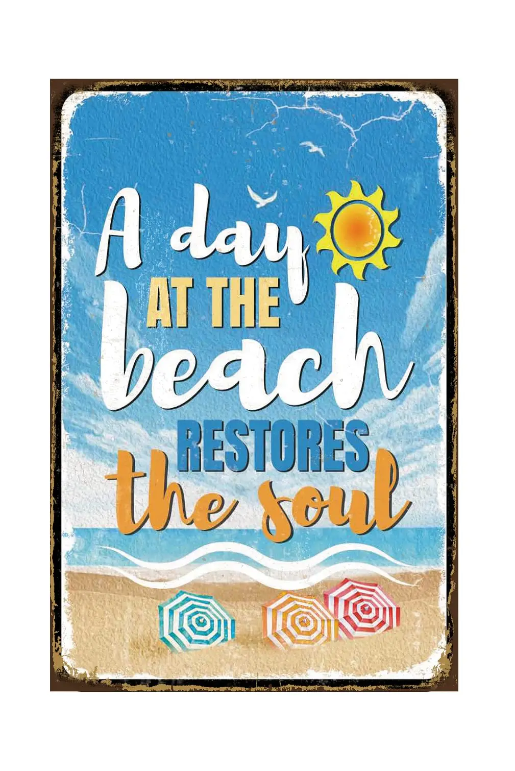 2026 Beach Tin Metal Sign, Sky Wall Décor, a Day at the Beach Restores the Soul, Encourage Gift for Kids Teens Women Home Office