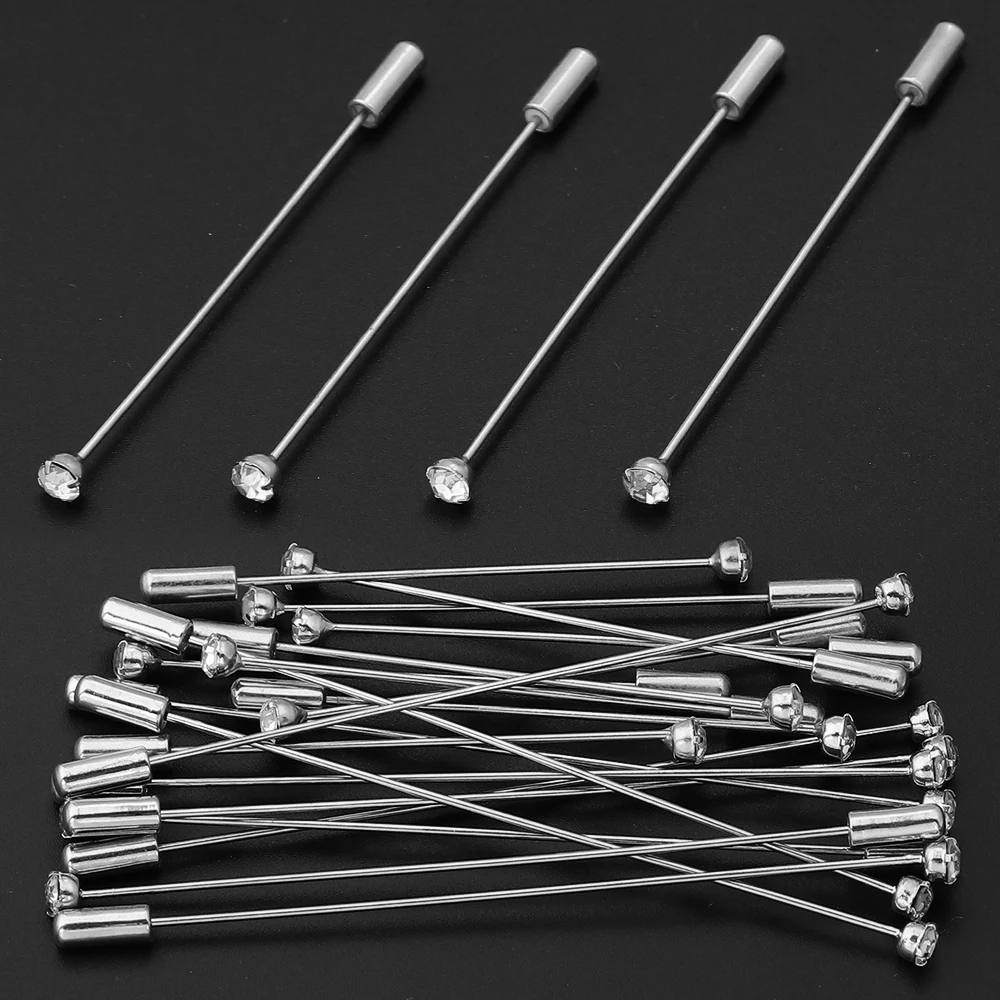 10 Stück/Set Lange Broschennadeln mit Stopper, Metall-Kupfer-Hutnadeln, Sicherheitsnadeln für Schmuckherstellung, DIY-Broschennadel-Basis-Zubehör – Detail 5