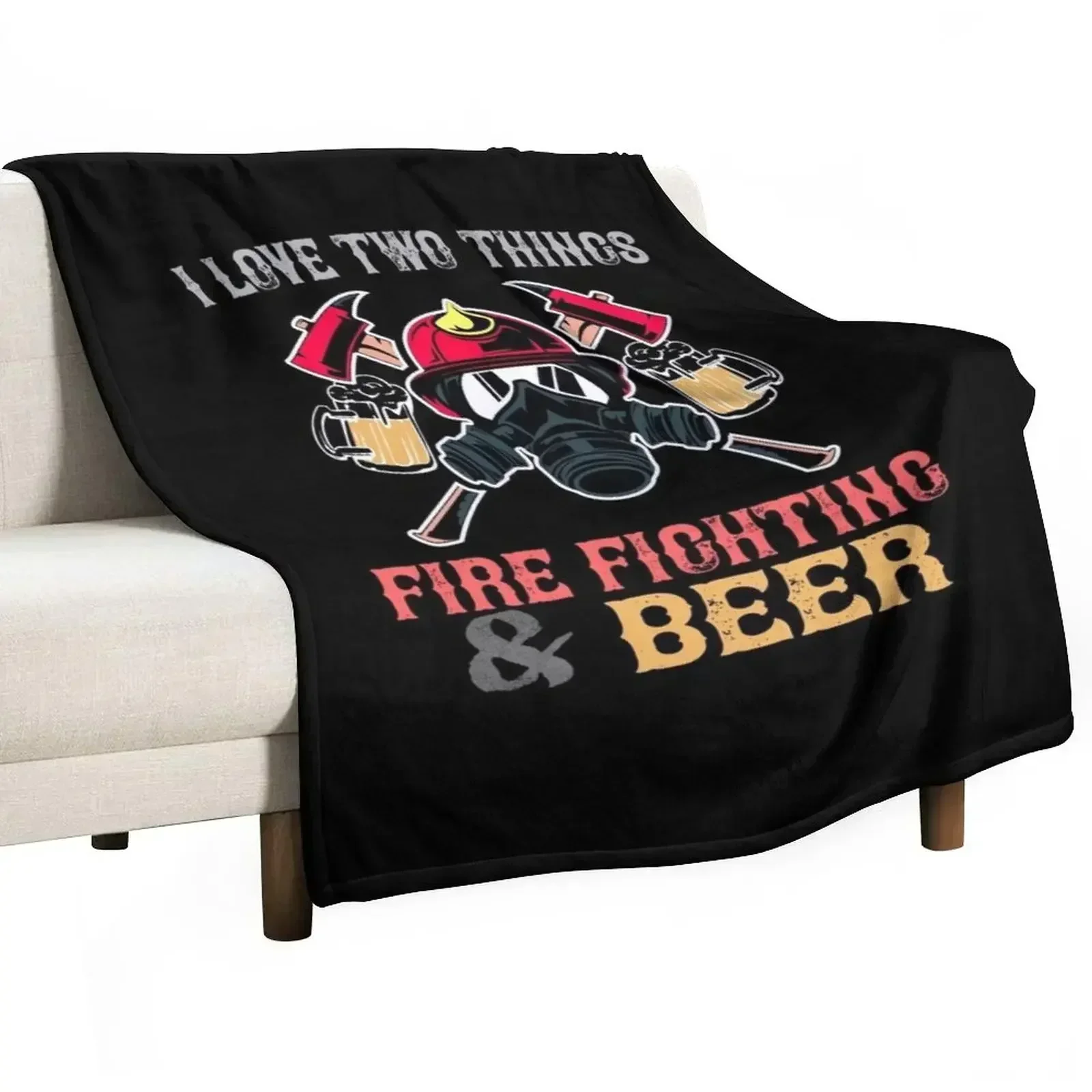Firefighter Fire Brigade Sayings Beer Throw Blanket bed plaid Flannels Hairy Hairys Blankets