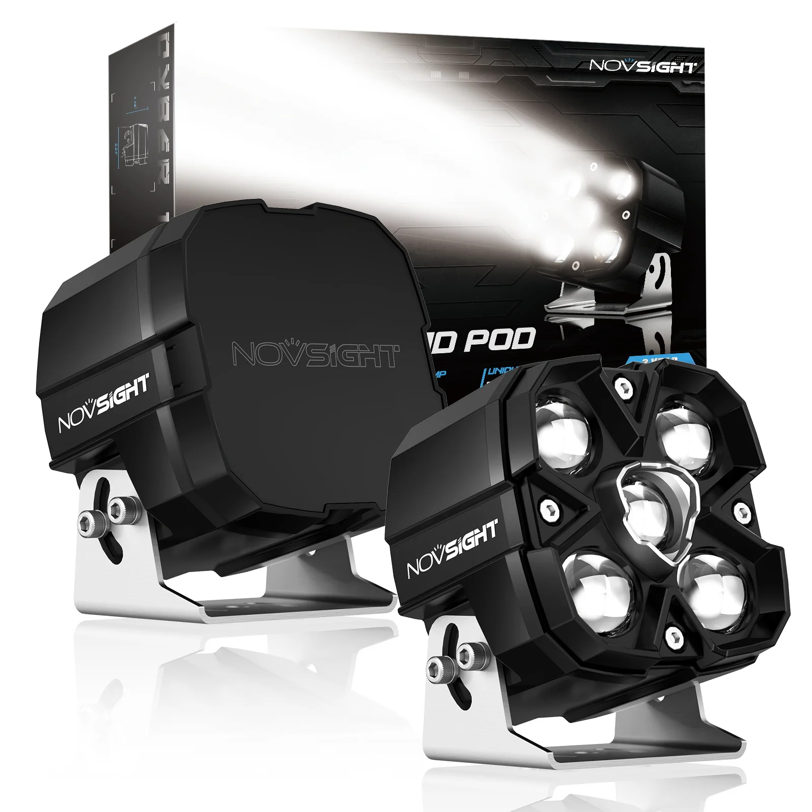 

Novsight LED Pod Lights 185W 22000LM Cube LED Off Road Lights IP68 Waterproof Flood Car Lights for Trucks ATV SUV Jeep UTV