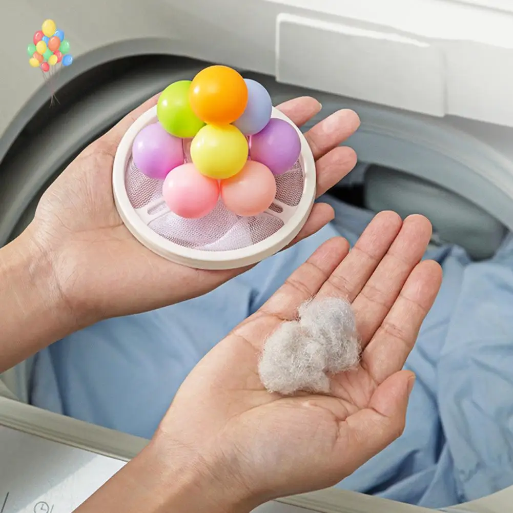 1/2/3Pcs Reusable Pet Hair Remover Floating Hair Filtering Mesh Removal Bag with 10 Colorful Balls Washer Machine Hair Catcher