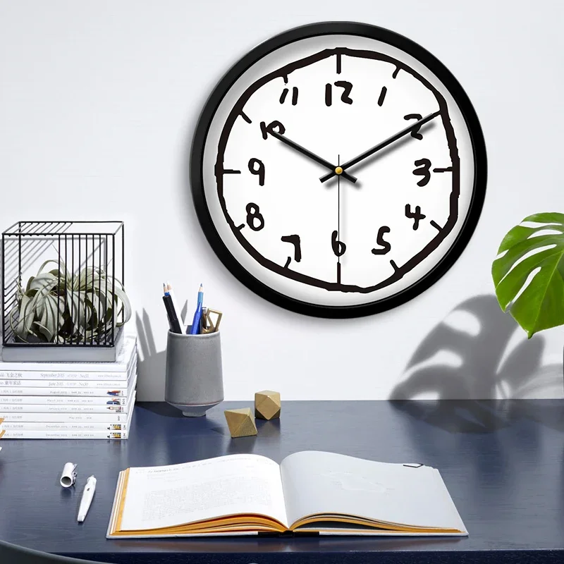 

​Nordic Minimalist Wall Clock Modern Radio-Controlled Silent Movement Home Decor Living Room Bedroom Kitchen Cute Decorations