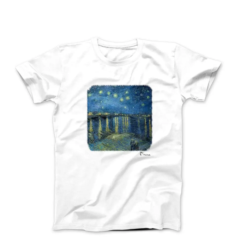 Van Gogh Starry Night Over the Rhone (1888) Art T-shirt High Quality 100%Cotton Short Sleeve